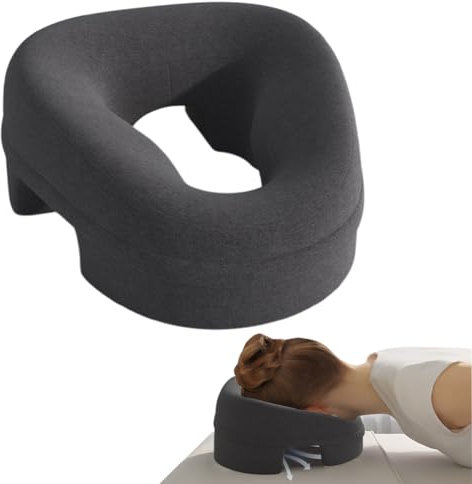 Umllpet Massage-Gesichtswiegenkissen, Massage Kopfstütze für Bett, Lochkissen Massage Kopfstütze, Massagekissen Kopf Loch aus Memorys-Schaum,Kopfstütze für Massagetisch für Spa Salon Massagebett(Grau)