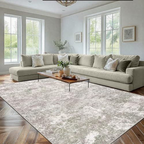 GthreeD Modern Waschbare Teppich Grau Beige 200x300 - Zeitgenössische Abstrakelte Kurzflor Teppich -Weich rutschfest für gro Wohnzimmer,Schlafzimmer,Esszimmer,Büro