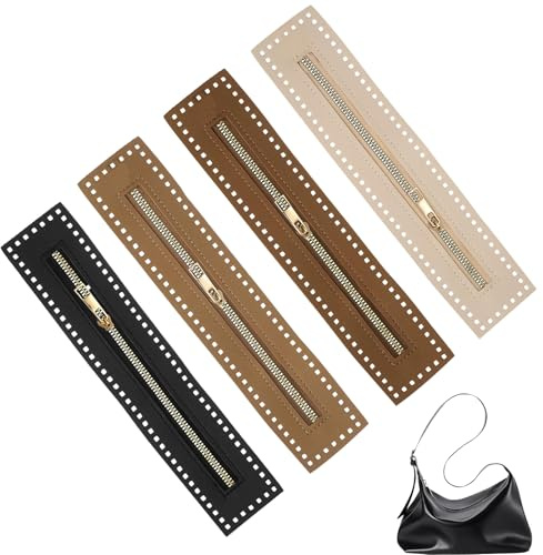 4 cerniere in pelle PU, 4 colori in pelle per cucito, cerniere fatte a mano, cerniere di ricambio per borse fai da te all'uncinetto, accessori per jeans