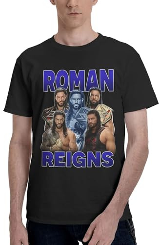 Herren The Table Head Reigns Roman T-Shirt Kurzarm-T-Shirt Einfaches Vintage-Top Baumwoll-Crewneck-Shirt Black S