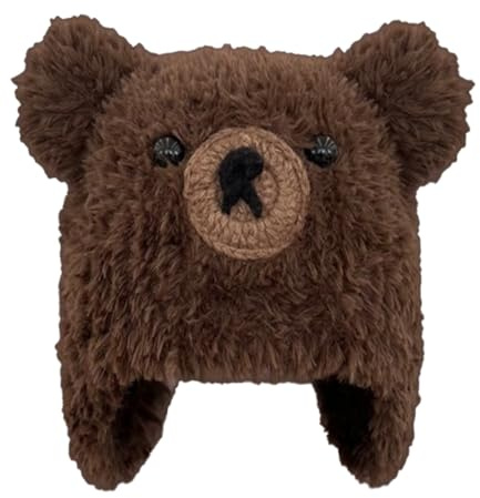 Rayson Winter Damen Mütze Warme Weiche Strickmütze mit Bärenohren Eindicken Flauschige Beanie mit Ohrenschützern(Braun)