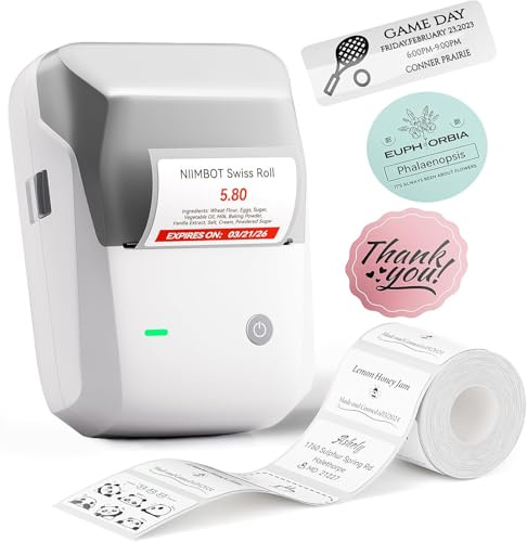 NIIMBOT Etikettendrucker, B1 Bluetooth Etikettiergerät mit Größerem Etikett | Selbstklebendes Aufkleber Druckgröße 20-50 mm Kompatibel mit iOS und Android für Heim, Büro