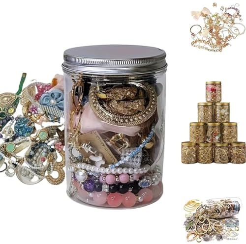 Pumio Mystery Box for Frauen, 10–60 modisches Mystery-Schmuckglas-Set, inklusive Halskette, Ohrringe, Ring, Geburtstagsgeschenk for Sie(Silver,10PCS)
