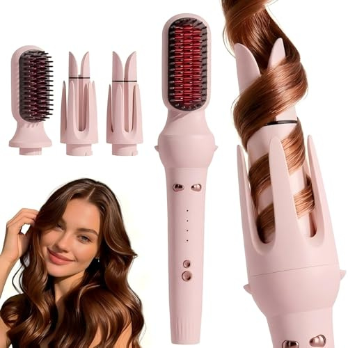 XUANHONG-TECH 3-in-1 Hair Curler Automatic Rotating, Ceramic, ions | 32mm curls & 36mm waves, Straightener brush, Auto-rotate, tangle-free, 4 heat settings for all hair types