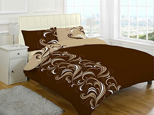Artistic Fashionista Luxury & Modern JACOB Duvet/Quilt Cover & Pillowcases Bedding Set - Printed Range (Super King, Chocolate)