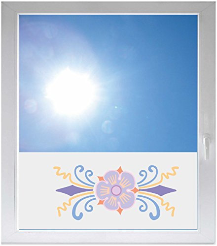 INDIGOS UG - Fensterfolie Blickdicht Ornament Blume - 1000x500mm - Sonnenschutzfolie Fenster - Sichtschutzfolie Bad, Küche, Fenster, Scheibe