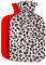 Bodico Warme und gemütliche Wärmflasche mit süßem Leopardenmuster und weichem Fleece-Bezug, 2 l, Leopardenmuster