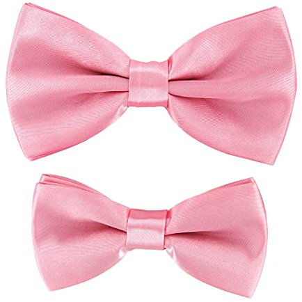 axy Vater-Sohn Partnerlook Fliege Schleife, bereits gebunden, Konfirmation verstellbar in verschiedenen Farben FLIP1 (Pink)