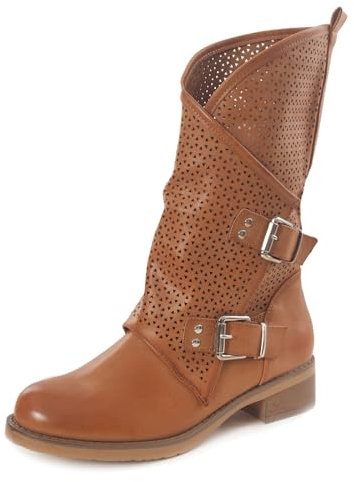 Toocool - Stivali Donna Bassi Biker Boots Motociclista Stivaletti Fibbie Anfibi SA9907 [39,YY6775 Camel]