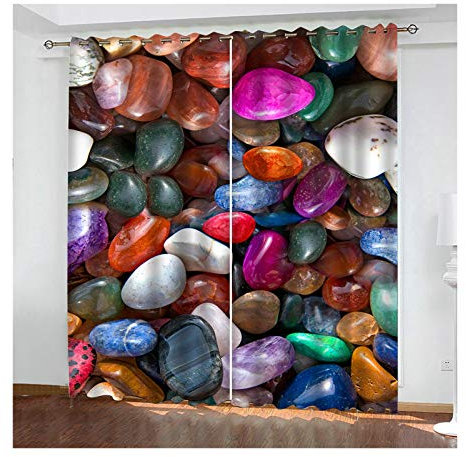 Daesar Polyester Curtain 54 x 72 Inch Living Room Window Treatments Pebble Stone Darkening Curtains Colorful Curtains 2 Panels Blackout