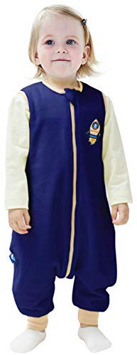 ililmmoe Baby Unisex Schlafsack mit Füßen Schlafanzug Säugling Walking Baumwolle Schlafsack Tragbare Decken Futter aus Baumwollclip 1.5 Tog,Navy Rakete,M,90cm