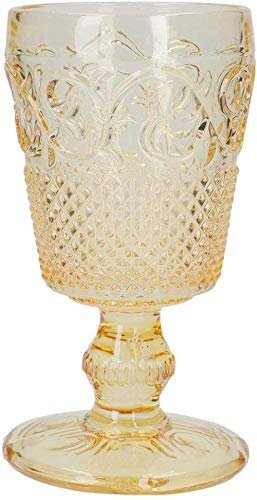 Stunning Luxurious Embossed Glass Goblet in Yellow Creative Tops