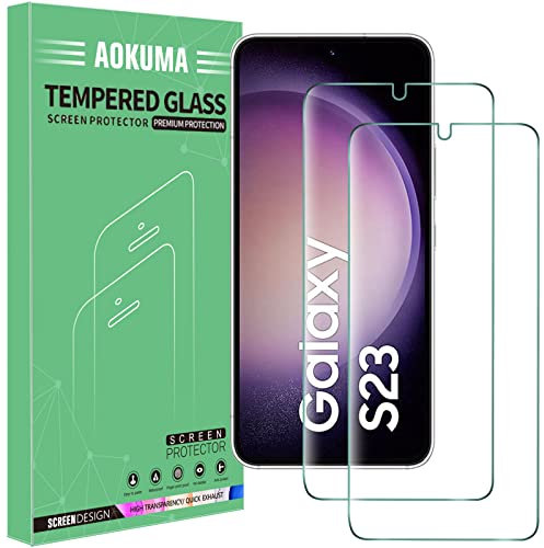 AOKUMA Samsung Galaxy S23 Verre Trempé, [Lot de 2] Protection d'écran Samsung Galaxy S23 [0.26mm] [Extrêmement résistant aux rayures] [Haute définition][Facile à installer] Verre Trempé