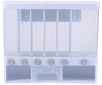 Cereal dispenser | Plastic 6 Grid Press Dry Food Containers | Transparent dry food dispenser for muesli, rice, nuts, sweets, coffee beans, snacks, grains