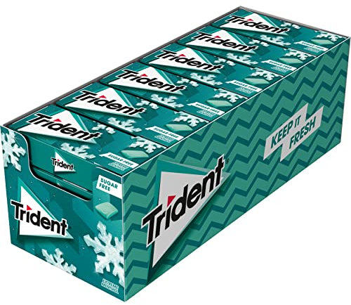 Trident Extreme Menthol - Chicles sin Azúcar con Sabor a Menta - Paquete de 24 Envases de 14 g
