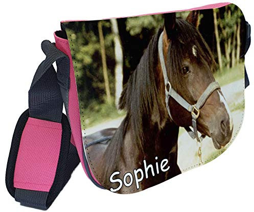 CreaDesign, Kindergartentasche Rosa mit (Wunsch) Name personalisiert, ideale Tasche für Kindergarten und Kindergrippe, Größe 20 x 19 x 8 cm, Motiv Pferd Orignial