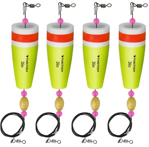 THKFISH Posen Angeln Schwimmer Angelposen Set Stahlvorfach Hecht Forelle Pose Gewichteter Knallender Schwimmer 4 Stück 28g-GELB-MIT DRAHT
