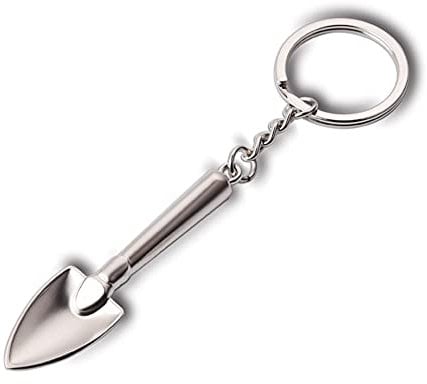 ARFUKA 3D Shovel Keychain Zinc Alloy Mini Key Ring Durable Metal Keyfob for Men Women Silver