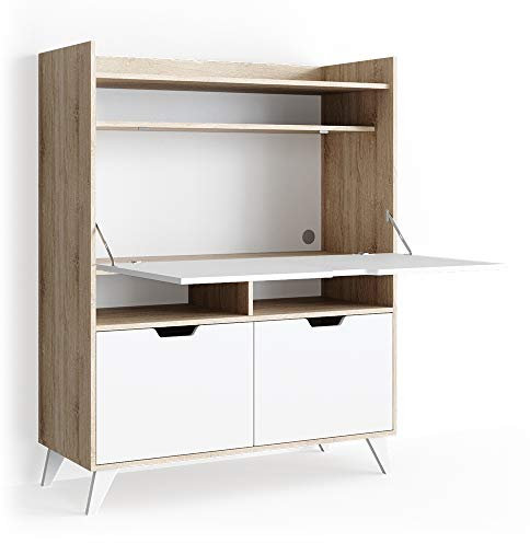 Vicco Escritorio Secretario Berdi, Sonoma/Blanco, 110 x 45 cm