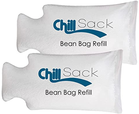 Chill Sack EPS Bead Refill Only, Bean Bag Bean Foam Filling Replacement with EZ Pour Zipper Spout, Refill for Bean Chairs, Pool Floats, Cushions, and More, 100L - 2Pk, White