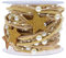 5m Perlengirlande mit Glitzer Holz Stern,8+3mm Perlenband,Geschenkband,Schleifenband,Dekoband Hängedeko Tischdeko Dekokette für Hochzeit Weihnachten Valentinstag Taufe Geburtstags Geschenke,Gold