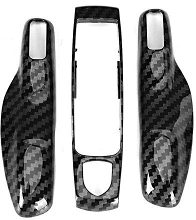 Qiilu Couvre-clés à Distance, 3 Pièces/Ensemble Style en Fibre de Carbone Smart Key Fob Shell Cover Protecteurs ABS D'entrée sans Clé Adaptés pour Porsche Cayman/Macan/Boxster