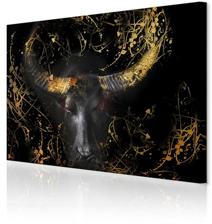 decomonkey Akustikbild Tiere Abstrakt 90x60 cm 1 Teilig Leinwand Modern | Bilder, Wandbilder XXL, Schallschlucker, Schallschutz, Akustikdämmung, Wandbild, Deko, Leise, Stier