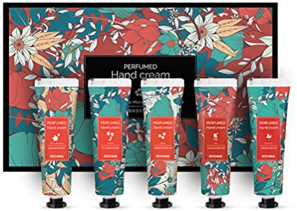 RUSTOO Coffret cadeau crème pour les mains,comprend 5 parfums:fleur de cerisier,thé vert,lys blanc,petite marguerite,freesia,nourrir et hydrater en profondeur mains sèches,cadeaux Noël femme