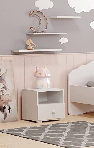 Dmora - Chevet Gdansk, Commode basse, Table de nuit, Étagère de chevet, 40x38 h41 cm, Blanc