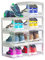 NUKied Schuhboxen Stapelbar Transparent|3er Set Schuhkarton mit Tür, Sneaker Box für Herren- und Damenschuhe Schuhaufbewahrungsbox |Aufbewahrungsboxen für Schuhe,Robust, Langlebig,(43X29X14CM)