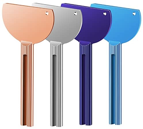 sansheng 4PCS Toothpaste Squeezer,Tube Squeezer, Metal Tube Presser Tube Roller Tube Wringer Keys Dispenser Roller for Toothpaste Cosmetic Oil Cream Paint Squeezer(4 Color)