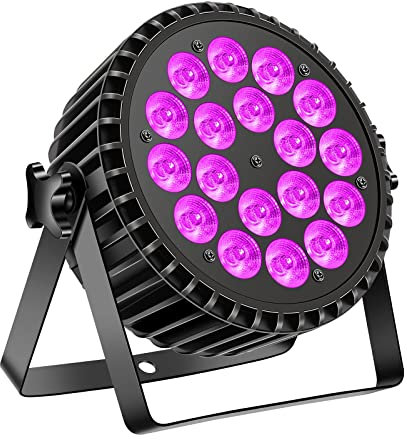 DELIBANG 200W LED Par Scheinwerfer RGB UV Schwarzlicht 18 LED Bühnenlicht Partylicht DMX-4/8CH Strahler für DJ Disco Bar Weihnachten Halloween Hochzeit(1 Stücke)