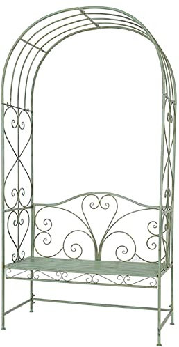 ZYFA Rosenbogen mit Bank,Gartenbogen Metall, Rankhilfe Gartenbank, Rosen Torbogen Rankgitter Pergola Laubengang Kletterhilfe für Kletterpflanzen (Color : Vintage Green, Size : Large)