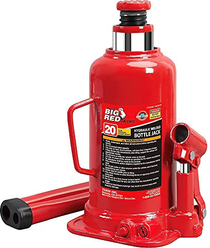 BIG RED Cric Bouteille hydraulique soudé Torin 20 tonnes pour réparation Automobile et Levage Domestique, Rouge, TAM92003B