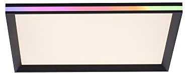 SellTec LED Panel schwarz 45x45cm, RGB Lichteffekt im Gehäuserand, Deckenlampe mit CCT Lichttemperaturwechsel, dimmbar Fernbedienung