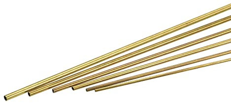 sourcing map Latón Tubo, 1mm 1,2mm 1,4mm 1,6mm 1,8mm 2mm OD x 0,2mm Pared Grosor 300mm Longitud Metal Tubo, Paquete de 6