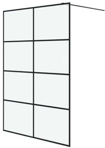 vidaXL Paroi de Douche Ecran Cloison Cabine de Douche Salle de Bain Intérieur Résistance aux Eclaboussures Noir 140x195 cm Verre ESG Dépoli