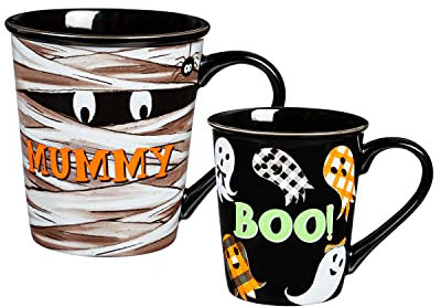 Evergreen Mommy and Me Keramikbecher-Geschenkset, 473 ml und 237 ml, Mama/Boo