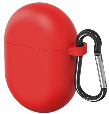 Geekria Silicone Case Compatible with Google Pixel Buds Pro Wireless Earbuds Charging Case, Protective Cover with Carabiner Clip, Charging Port Accessible (Red)