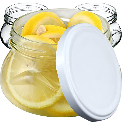 KADAX Lot de 20 bocaux à confiture de 300 ml avec couvercle à visser de 82 mm de diamètre - Bocaux miniatures pour miel et épices - Pots à confiture avec couvercle - Bocaux hermétiques à offrir