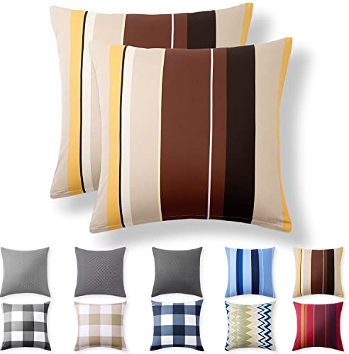 Alreya 2er-Set Renforcé Kissenbezug 50 x 50 cm - 100% Baumwolle mit Reißverschluss, Superweicher Kopfkissenbezug 50x50, Kissenhülle, Beige Wellen, nur Kissenbezug