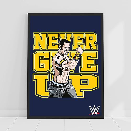 Themed WWE Print – John Cena Never Give Up Poster Wrestling Wandkunst (A3-29,7 x 42 cm)
