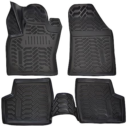 J&J Automotive | 3D Tappeti Tappetini Per Auto In TPE Gomma Premium Su Misura Per Renegade dal 2014, Bordo di 4cm, Nero, Inodore, Set 4 Pz