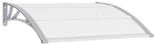 PURADAY Türvordach über Balkon Graue und Transparente 120x100 cm PC Elegante Vordach Private und Gewerbliche Nutzung Wetterfest Terrassenüberdachungen Robuste