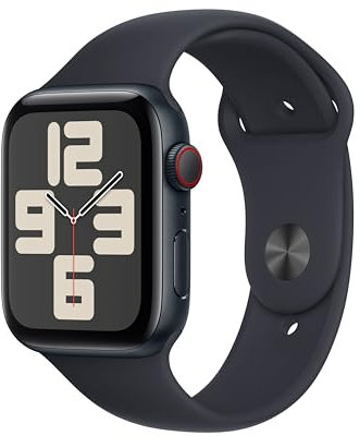 Apple Watch SE (2ª generazione, 2023) GPS + Cellular 44mm Smartwatch con cassa in alluminio color mezzanotte e Cinturino Sport mezzanotte - M/L. Fitness tracker, monitoraggio del sonno.