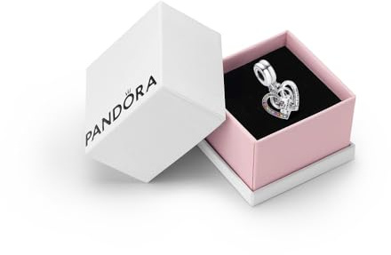 PANDORA Moments, Puzzle Piece Hearts Friendship Charm | Sterling Silver Splittable Puzzle Piece Charm, Two Halves With Colourful Stones, Engraved True Friends Message