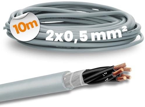 Lapp 10m ÖLFLEX CLASSIC FD 810 Steuerleitung 2x0,5 mm² Schleppkette Grau | Hochflexible PVC-Leitung für Energieführungsketten - Core Line Steuerkabel 2-adrig - Flammwidrig und Ölbeständig