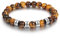 Dreamgem Personnalisé Homme Bracelet Pierre Naturelle Oeil de Tigre Bracelet avec 2-4 Prénom Cadeau de Noël Fête des Pères Anniversaire