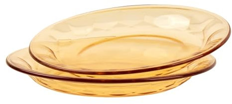 Set di piatti in vetro premium 23 cm, confezione da 2 piatti in vetro ambrato, piatti in vetro per cena, insalata, frutta, lavabili in lavastoviglie e adatti al microonde