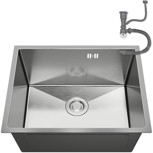 ANW HOME Evier Cuisine 1 Bac 54x44 cm, Inox